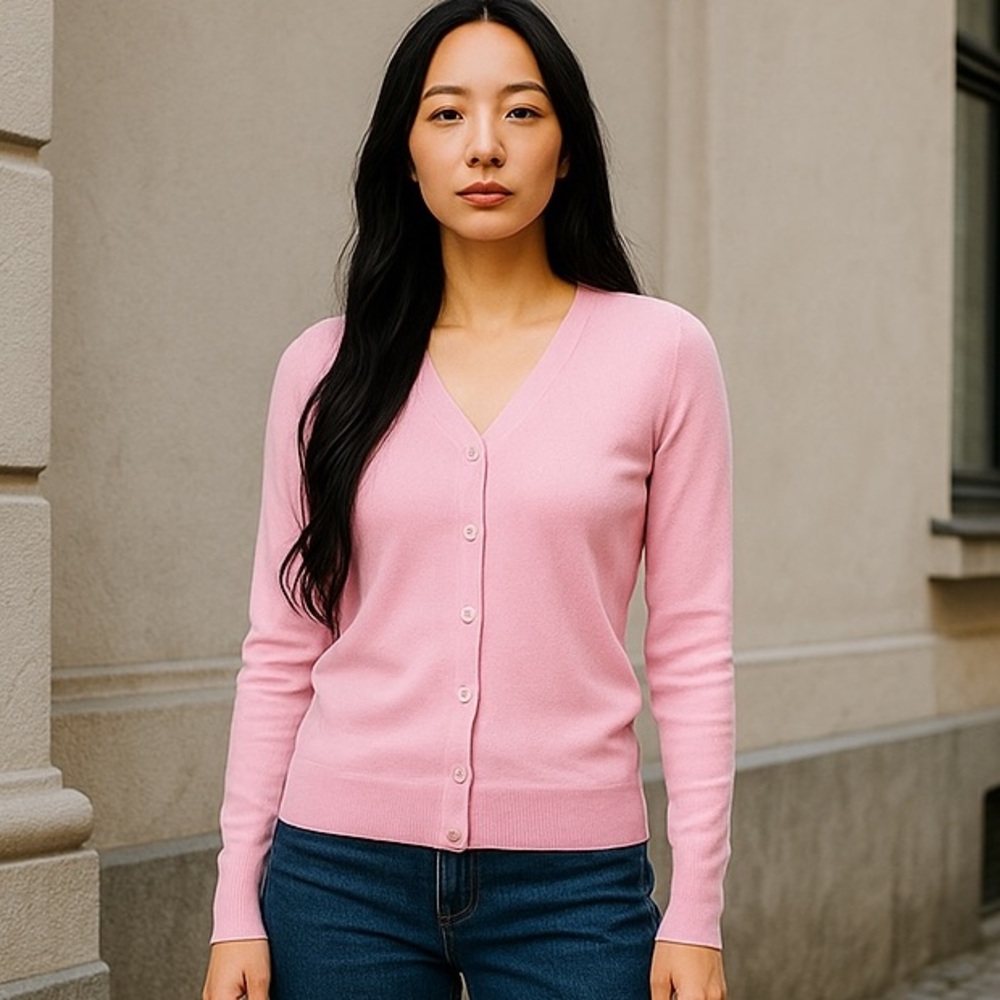 NWT GRACE KARIN PINK CLASSIC CLASSY LIGHTWEIGHT  L/S CARDIGAN • S/MEDIUM